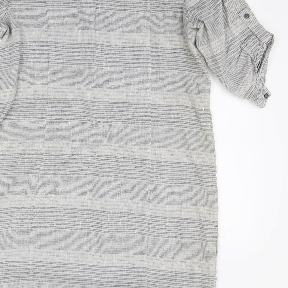 Marks and Spencer Womens Grey Striped  A-Line  Size 16