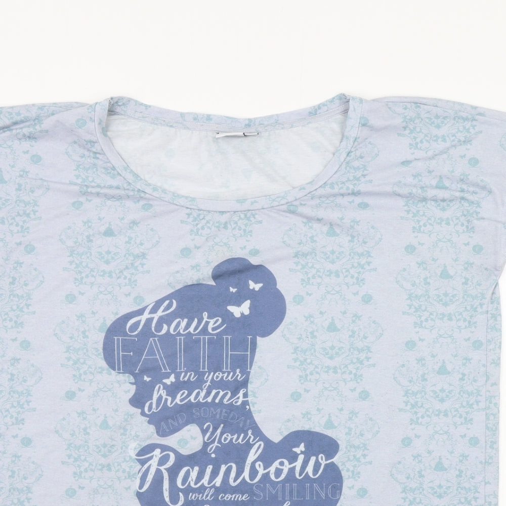 Disney Womens Blue Geometric  Top Pyjama Top Size XL