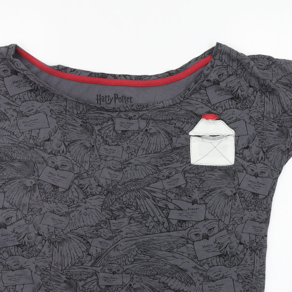 EMP Womens Grey Geometric  Basic T-Shirt Size L  - HARRY POTTER