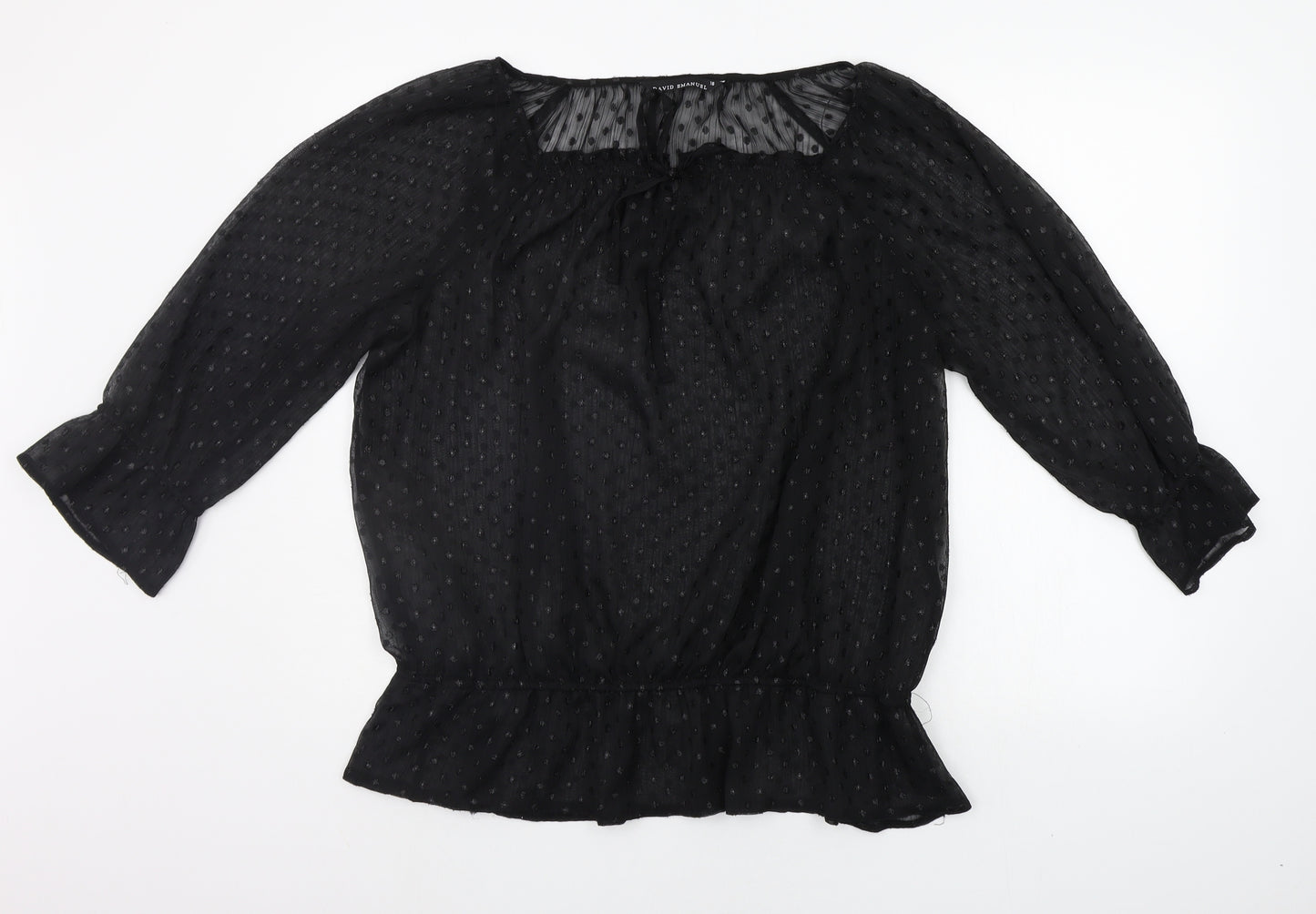 DAVID EMANUEL Womens Black Polka Dot  Basic Blouse Size 18