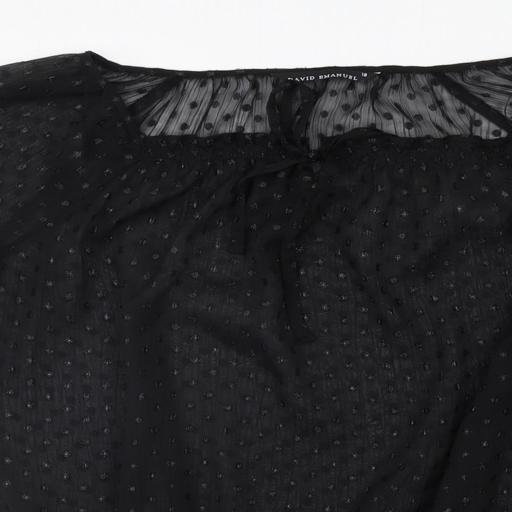 DAVID EMANUEL Womens Black Polka Dot  Basic Blouse Size 18