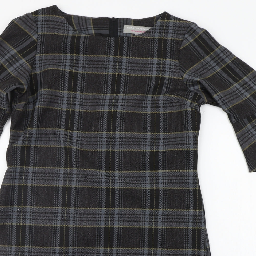 Dorothy Perkins Womens Grey Check  A-Line  Size 8