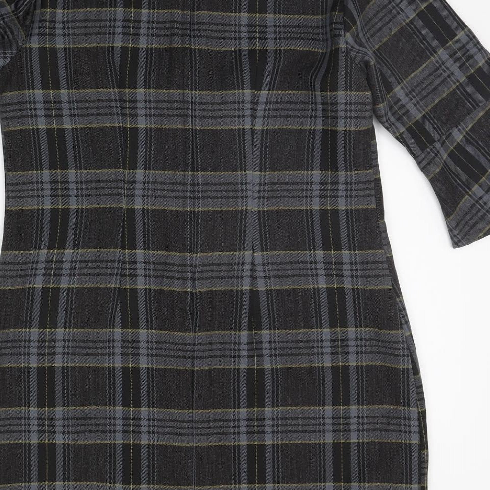 Dorothy Perkins Womens Grey Check  A-Line  Size 8