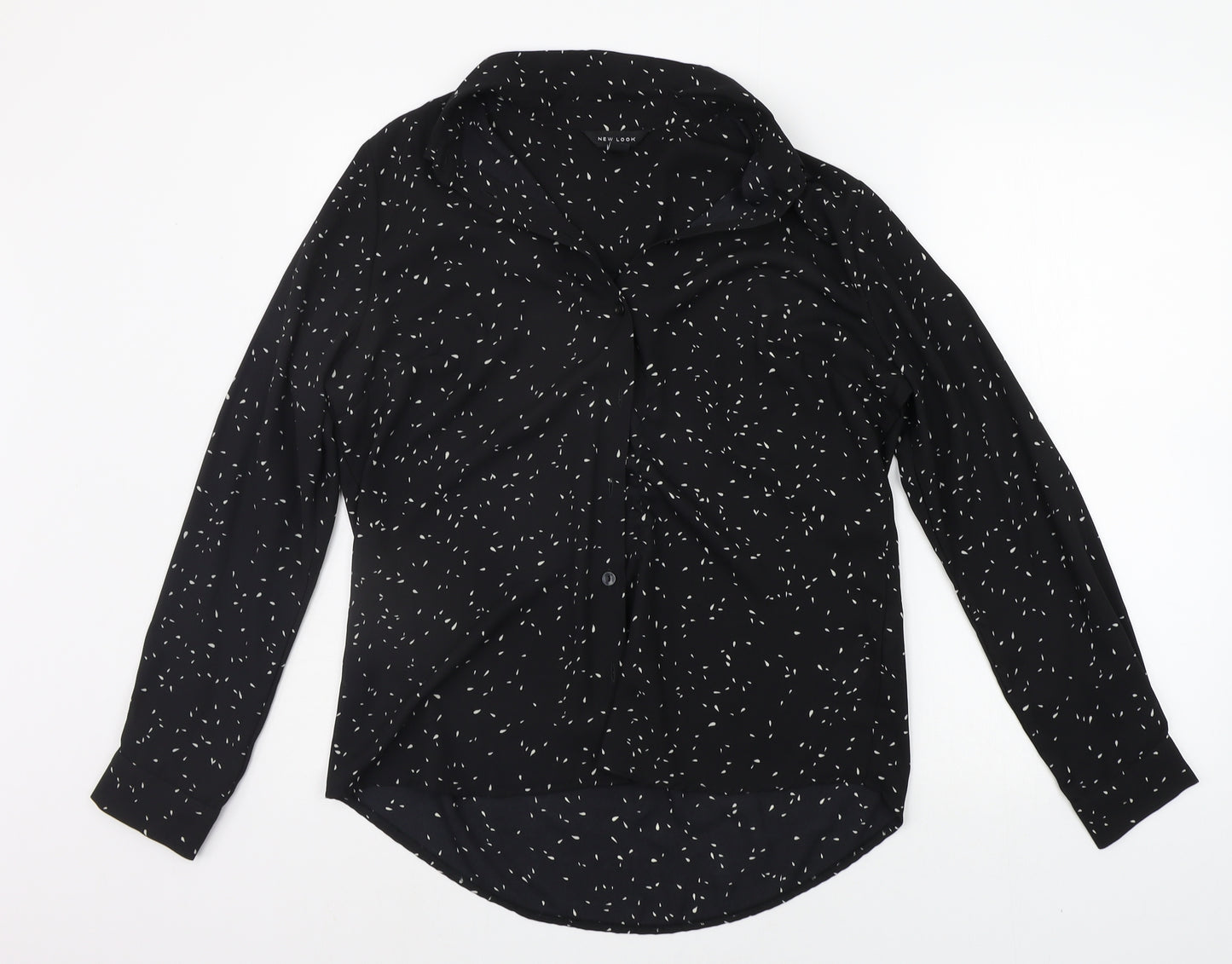 New Look  Womens Black Polka Dot  Basic Button-Up Size 12