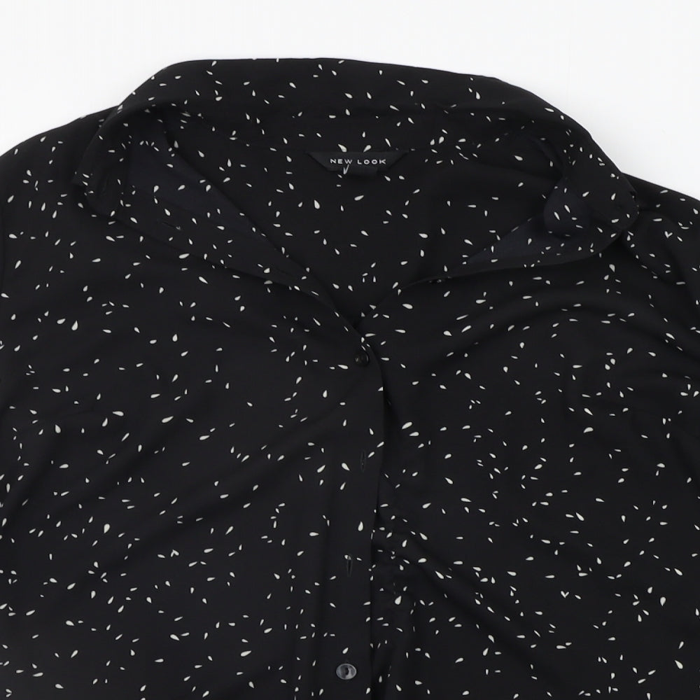 New Look  Womens Black Polka Dot  Basic Button-Up Size 12