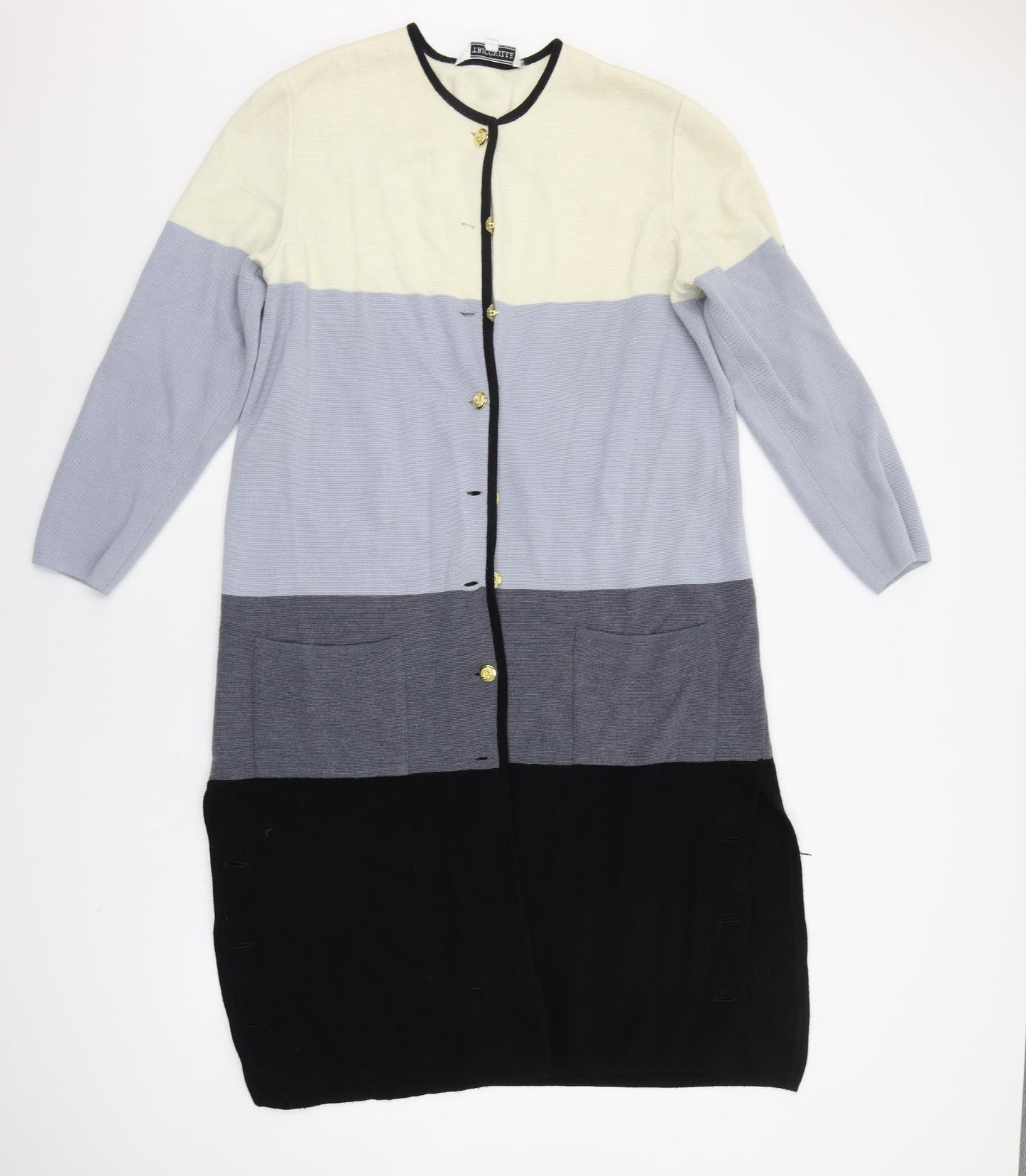 Tricoville Womens Black Striped  Cardigan Jumper Size 14