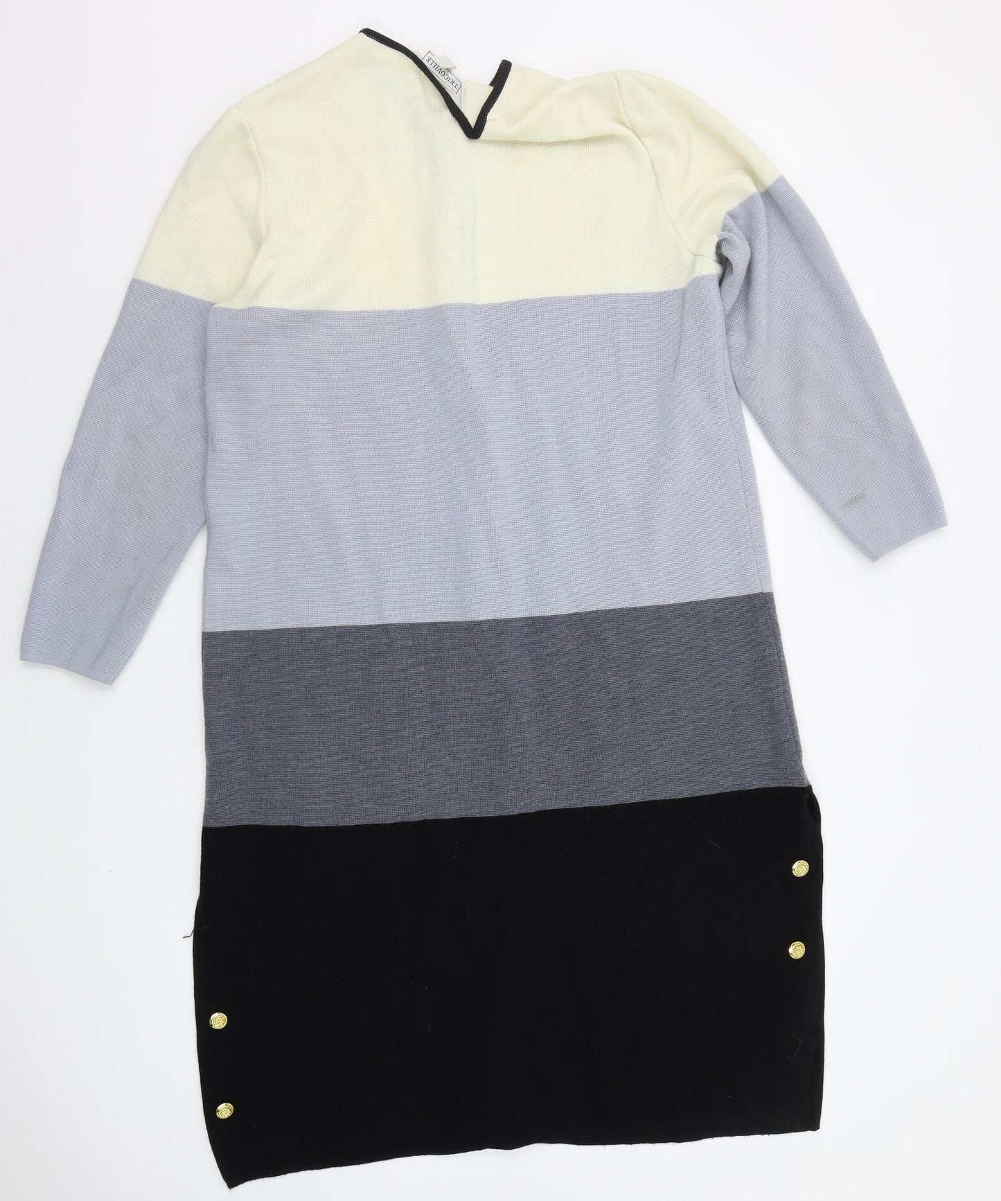 Tricoville Womens Black Striped  Cardigan Jumper Size 14