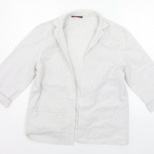 JEAN CHANCEL Womens White Striped  Cardigan Jumper Size 10