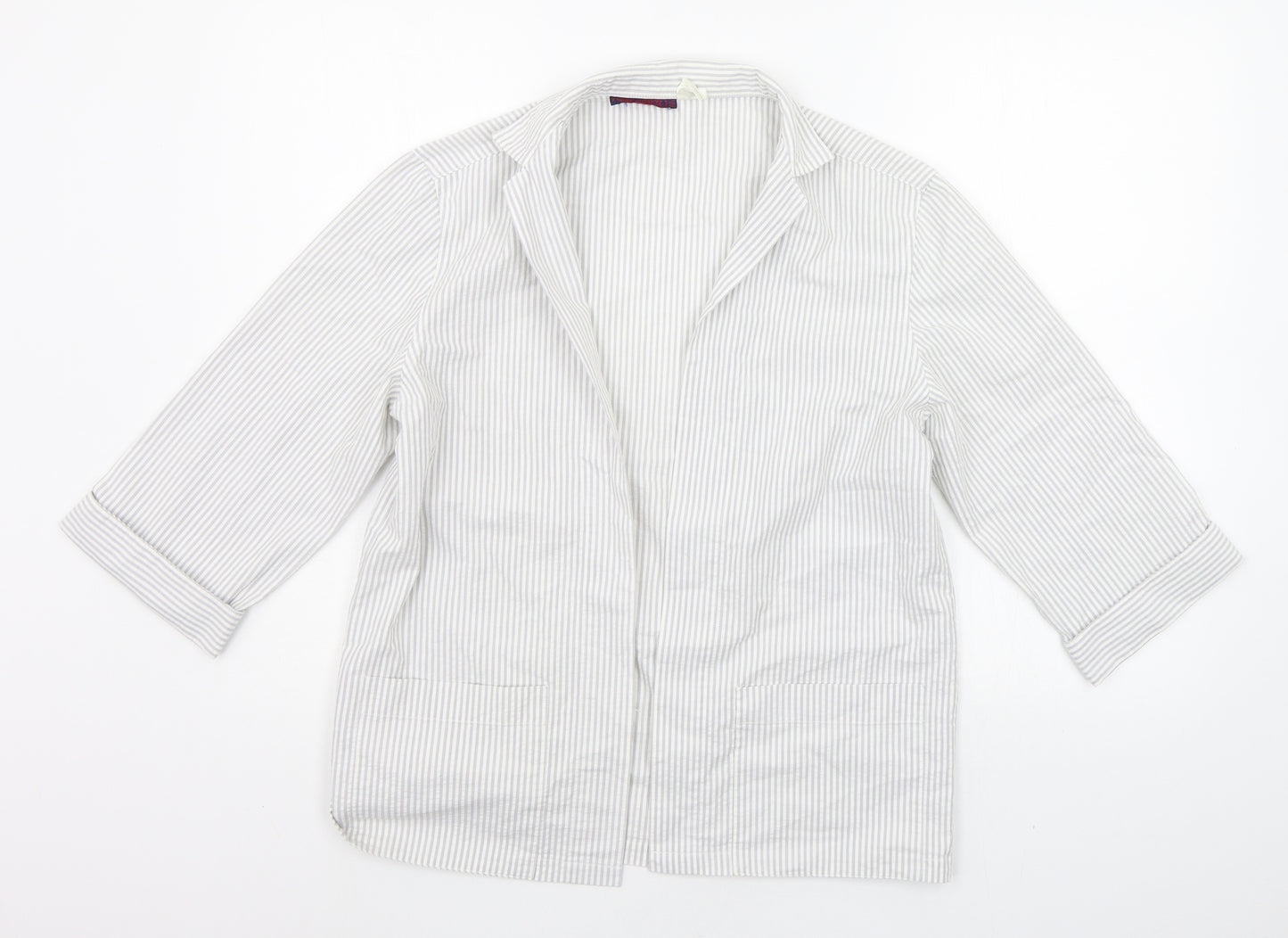 JEAN CHANCEL Womens White Striped  Cardigan Jumper Size 10