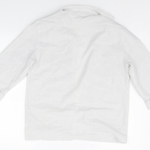 JEAN CHANCEL Womens White Striped  Cardigan Jumper Size 10