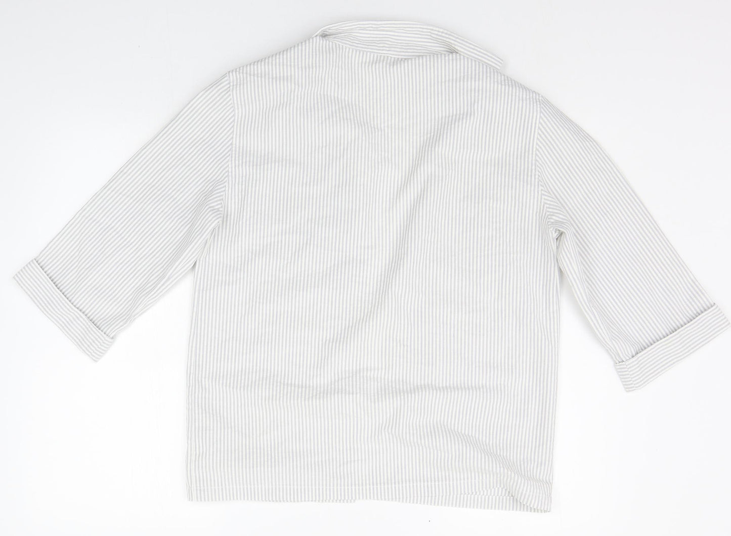 JEAN CHANCEL Womens White Striped  Cardigan Jumper Size 10