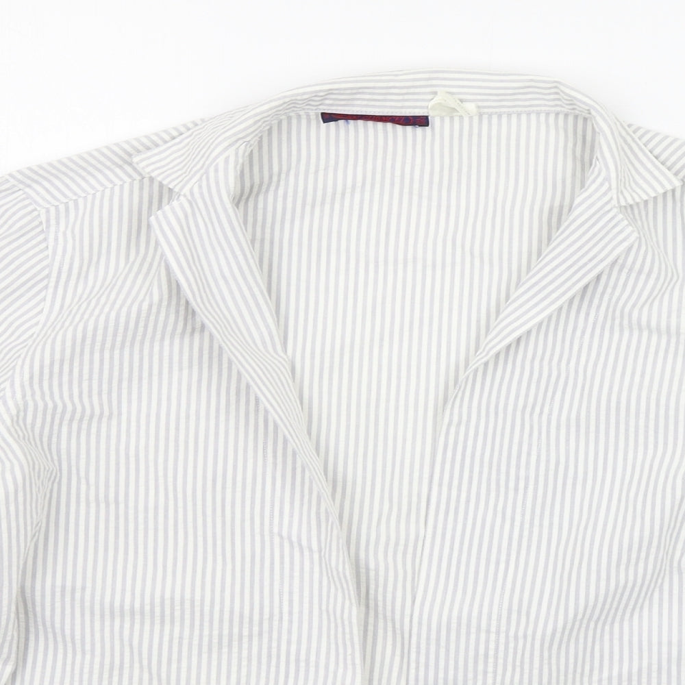 JEAN CHANCEL Womens White Striped  Cardigan Jumper Size 10