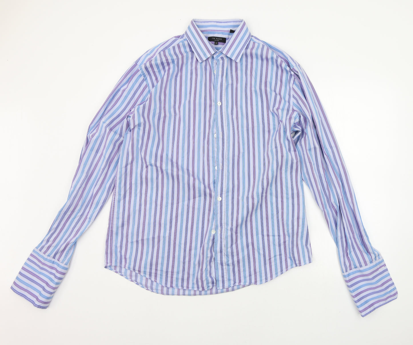 Ted Baker Mens Blue Striped   Button-Up Size 17