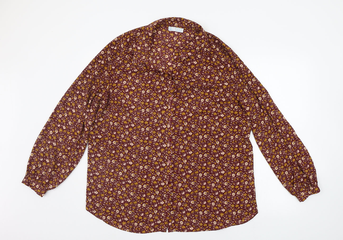 Primark Womens Orange Floral  Basic Button-Up Size 18