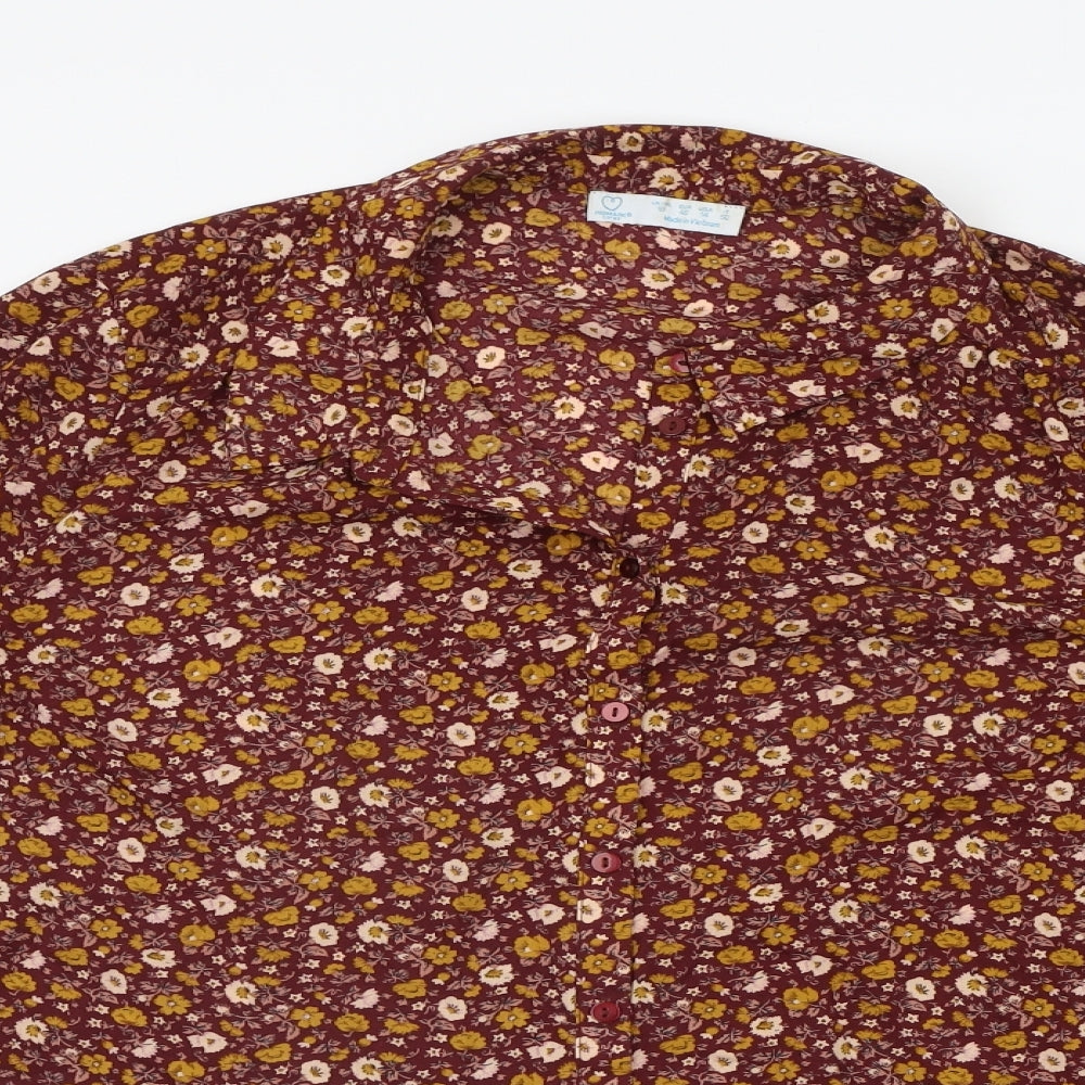 Primark Womens Orange Floral  Basic Button-Up Size 18
