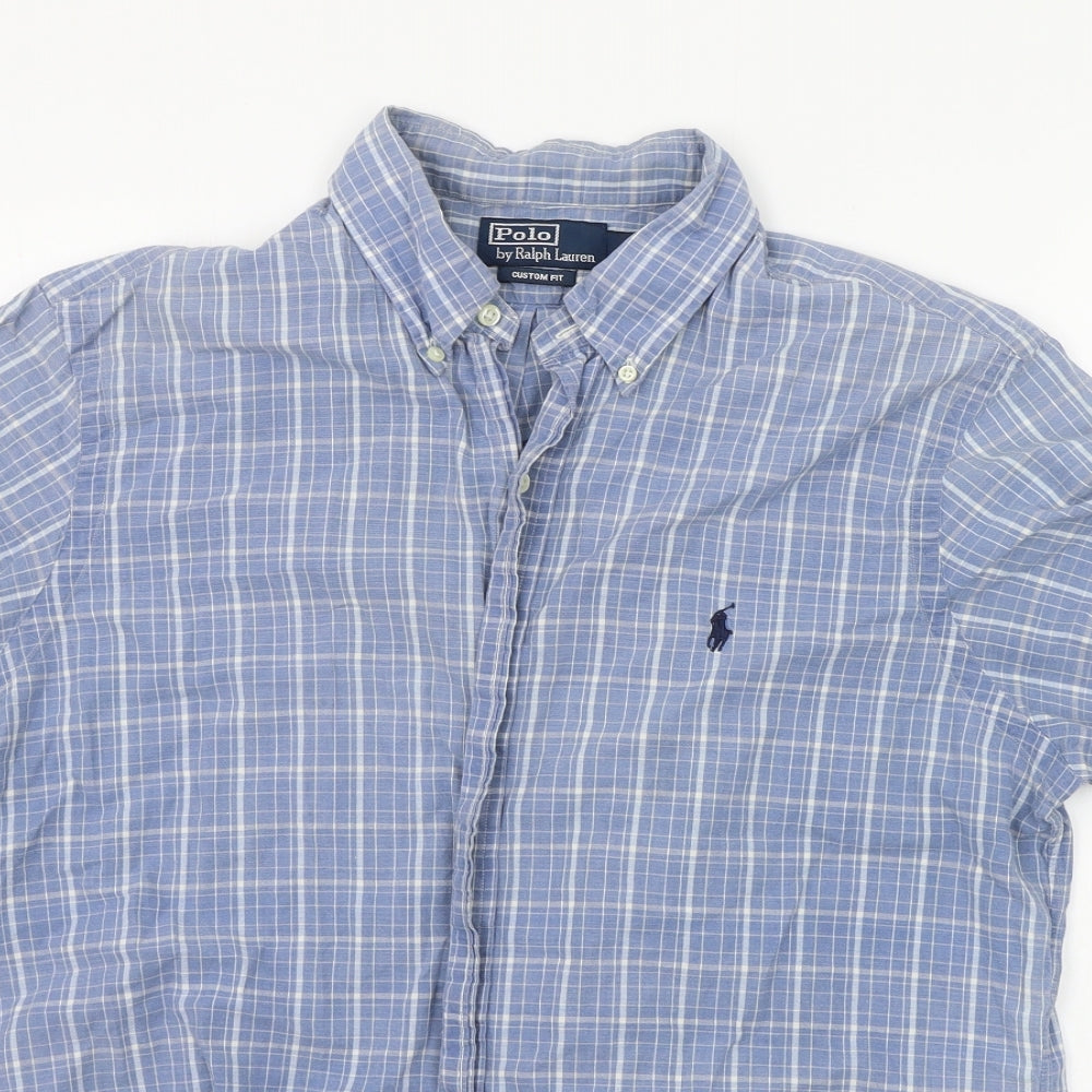 Polo Ralph Lauren Mens Blue Check   Button-Up Size L