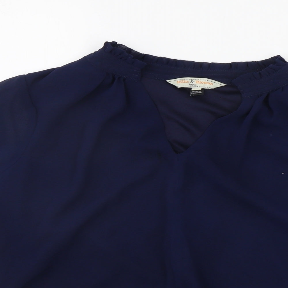 Billie & Blossom Womens Blue Floral  Basic Blouse Size 12