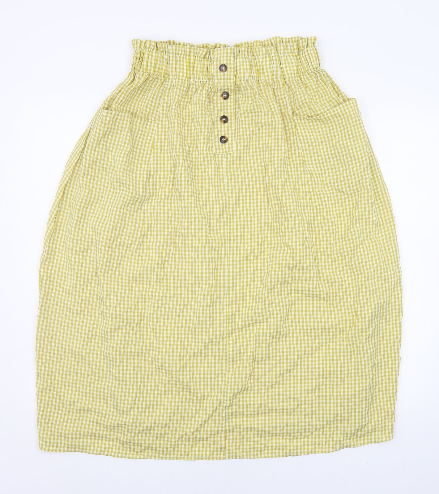 SheIn Womens Yellow Check  Flare Skirt Size L