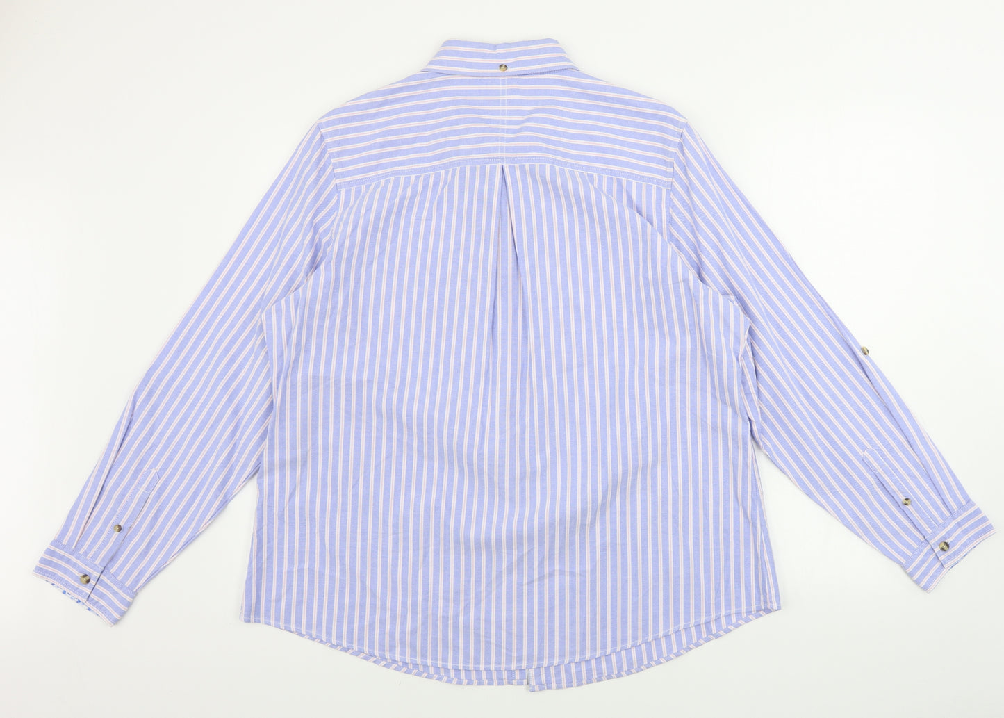 Cotton Traders Womens Blue Striped  Basic Button-Up Size 20