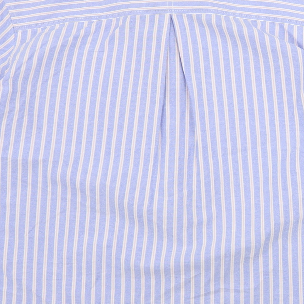 Cotton Traders Womens Blue Striped  Basic Button-Up Size 20