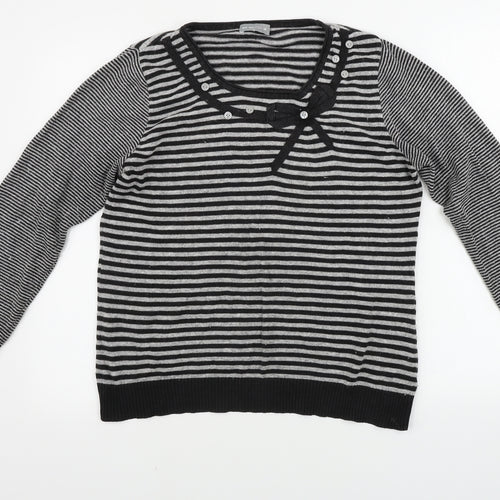 Marks and Spencer  Womens Grey Striped  Pullover Jumper Size 16