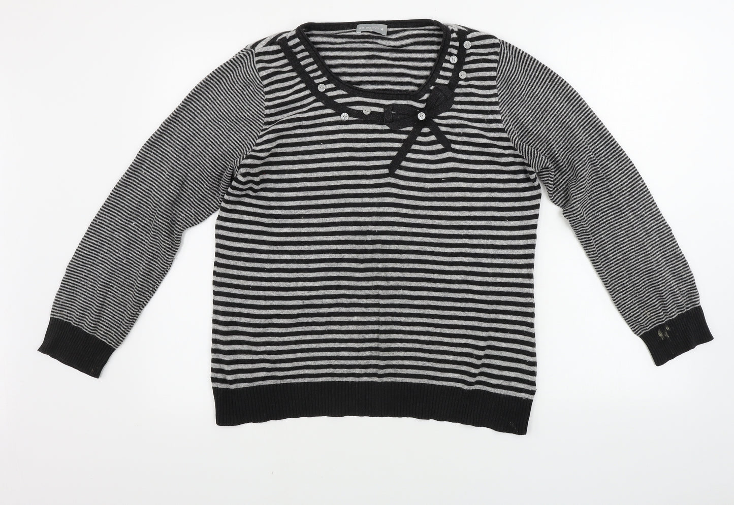 Marks and Spencer  Womens Grey Striped  Pullover Jumper Size 16