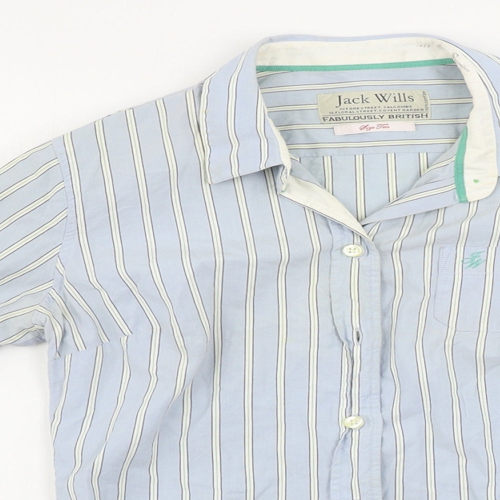 Jack Wills  Womens Blue Striped  Basic Button-Up Size 10