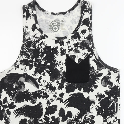 Preworn  Mens White Floral   T-Shirt Size XL