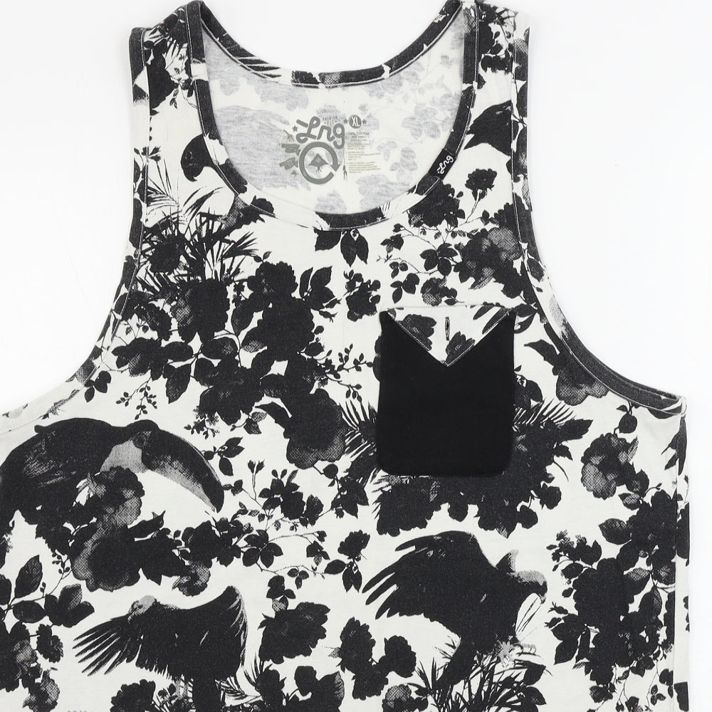 Preworn  Mens White Floral   T-Shirt Size XL