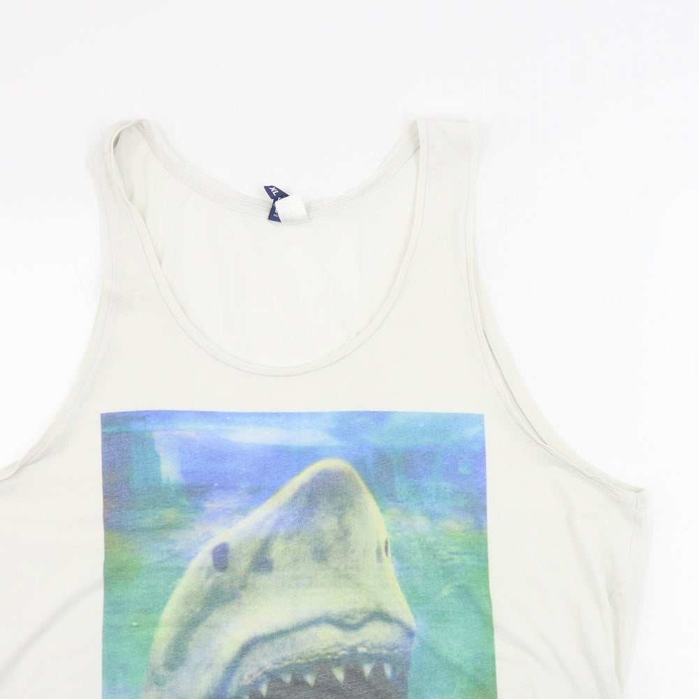 H&M  Mens White    T-Shirt Size XL