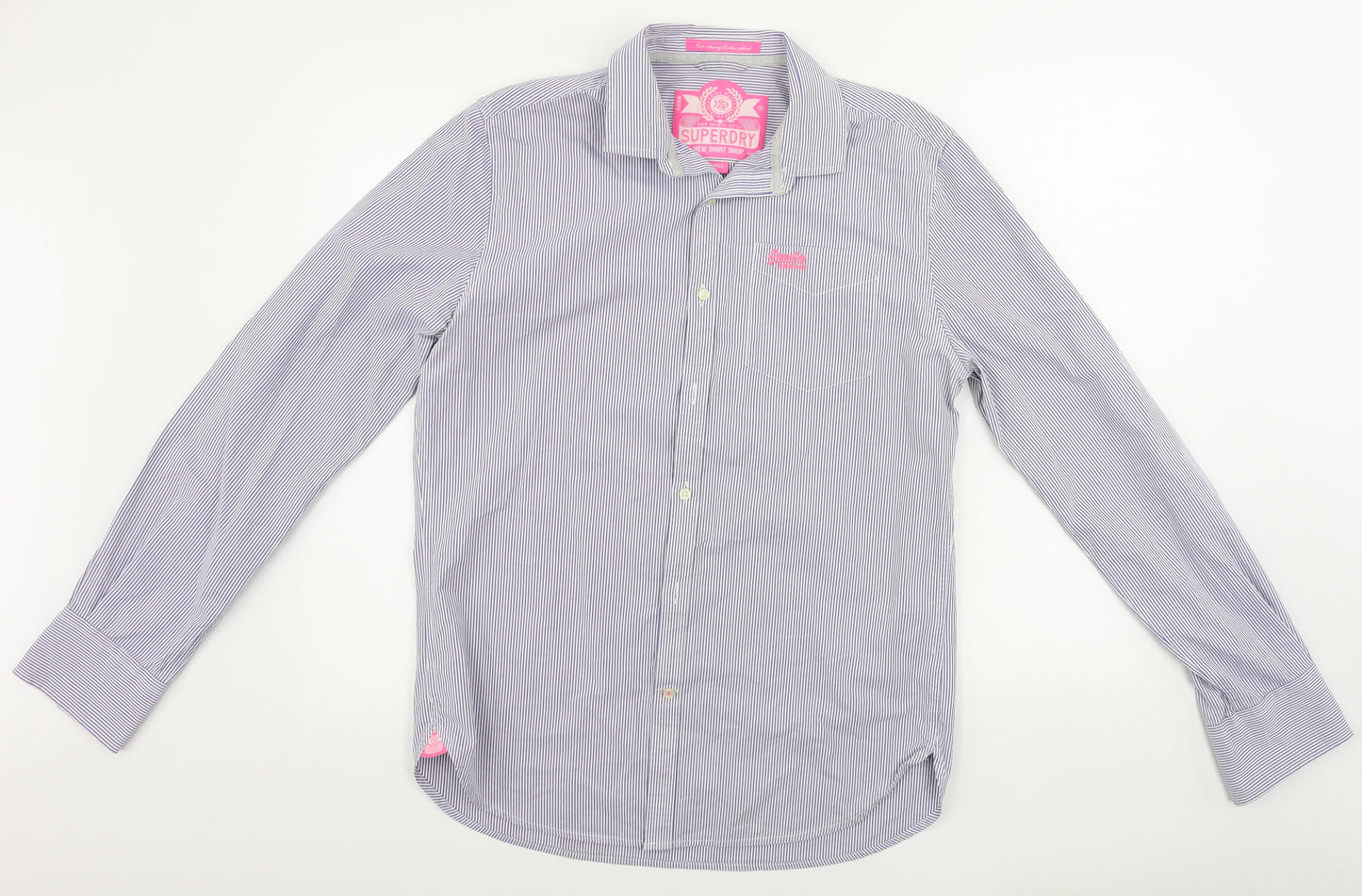 Superdry Mens Blue Striped   Button-Up Size L