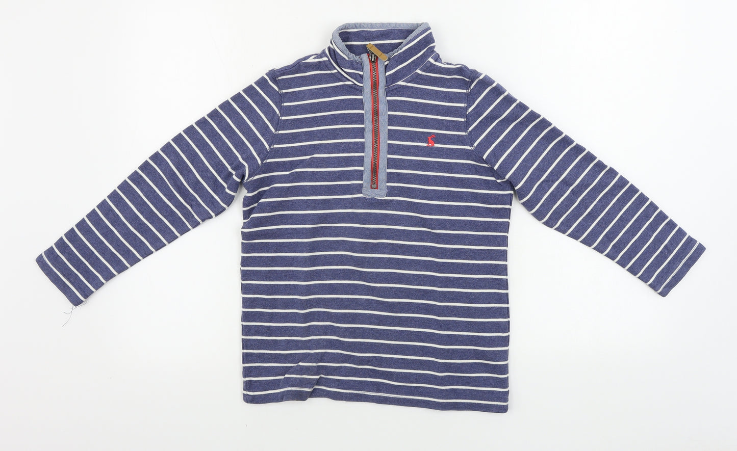 Joules  Boys Blue Striped  Henley Jumper Size 7-8 Years