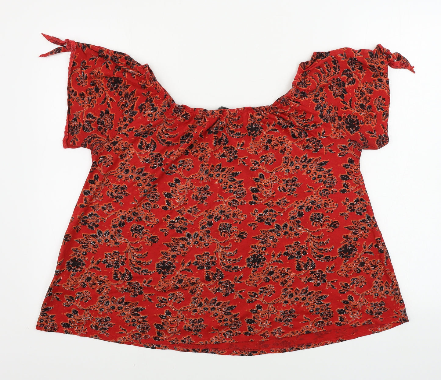 New Look  Womens Red Geometric  Basic Blouse Size 8
