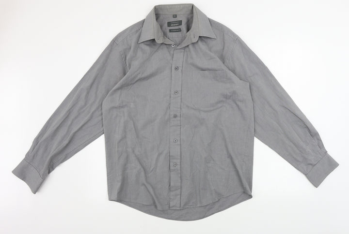 ARMANDO Mens Grey Button-Up Size 15