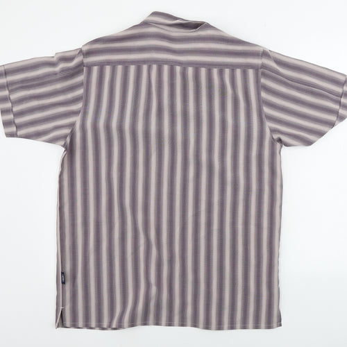 Easy Mens Brown Striped   Button-Up Size M