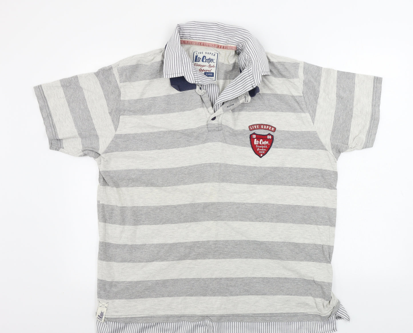 Lee Cooper  Mens Grey Striped  Pullover Jumper Size XL