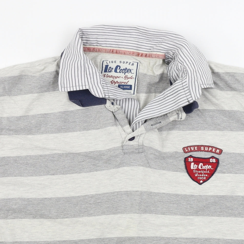 Lee Cooper  Mens Grey Striped  Pullover Jumper Size XL
