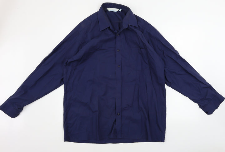 wash&wear Mens Blue Button-Up Size 15