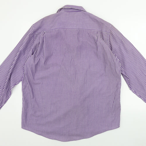 F&F  Mens Purple Striped   Button-Up Size 16.5