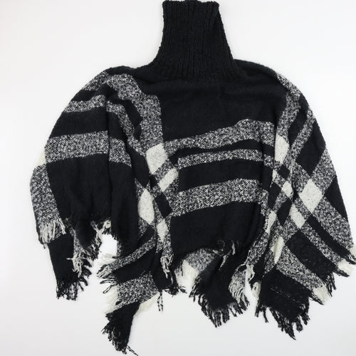 Studio Womens Black Check  Wrap Jumper One Size