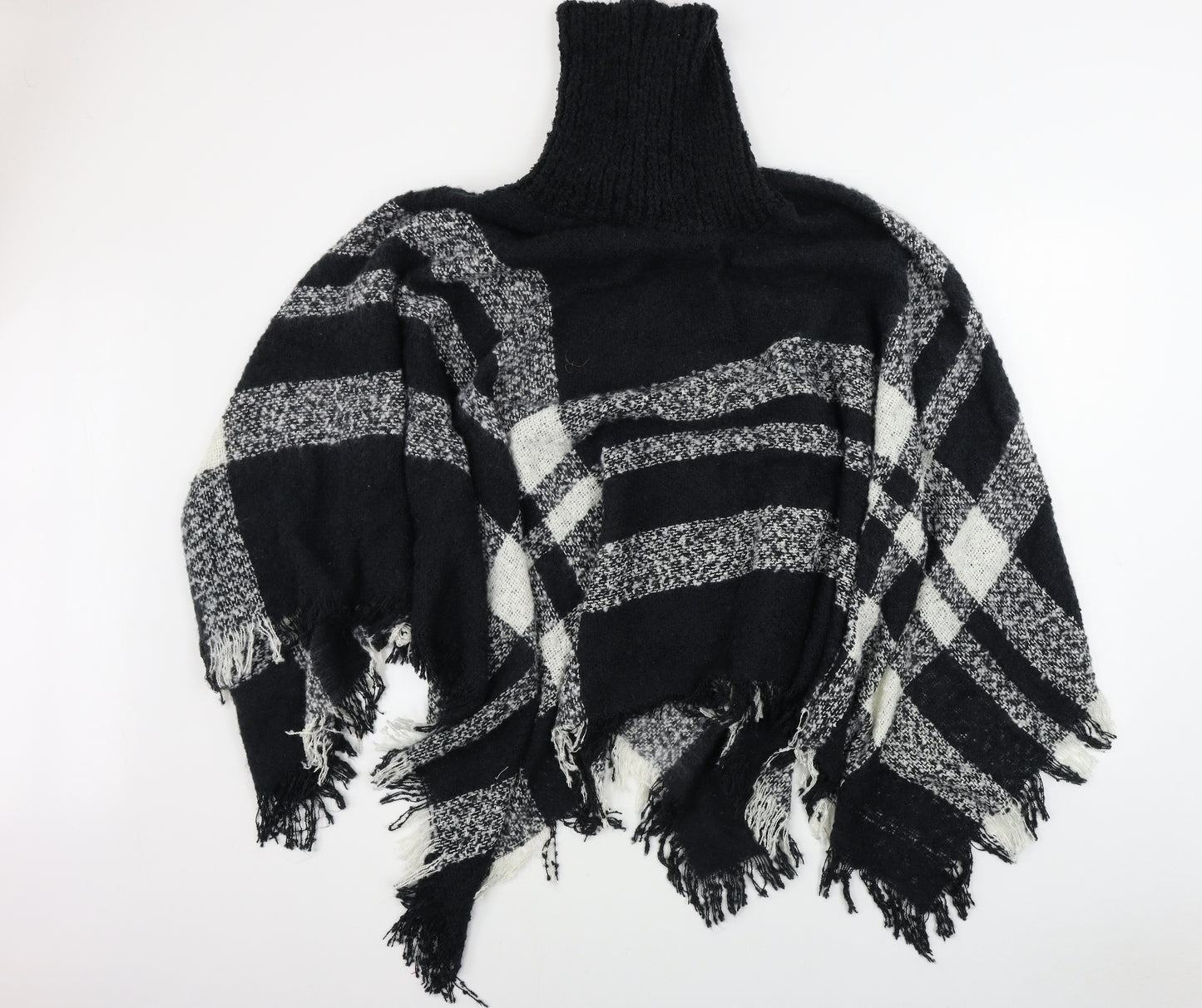 Studio Womens Black Check  Wrap Jumper One Size