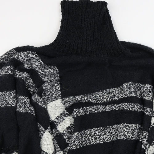 Studio Womens Black Check  Wrap Jumper One Size
