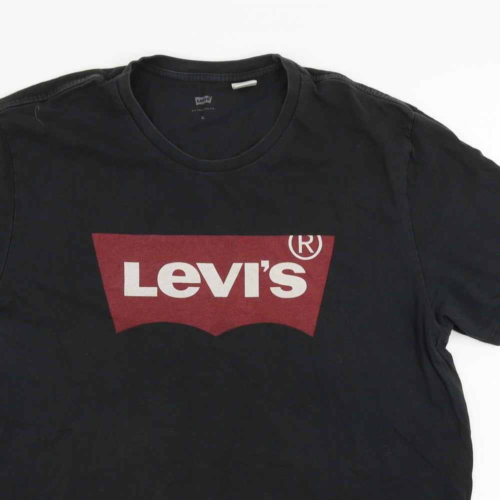 LEVIS     Mens Black    T-Shirt Size XL