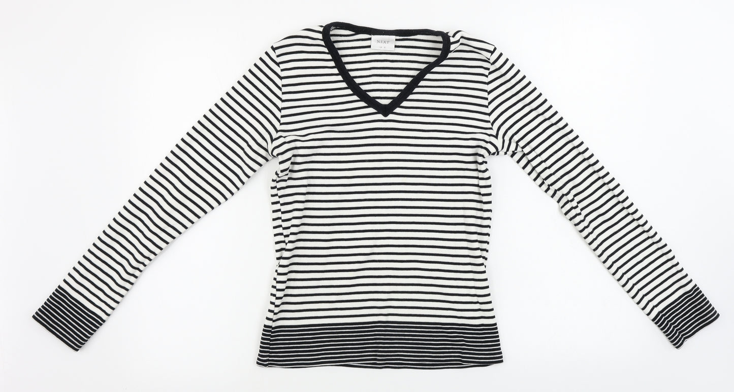 NEXT Womens White Striped  Pullover Jumper Size 12