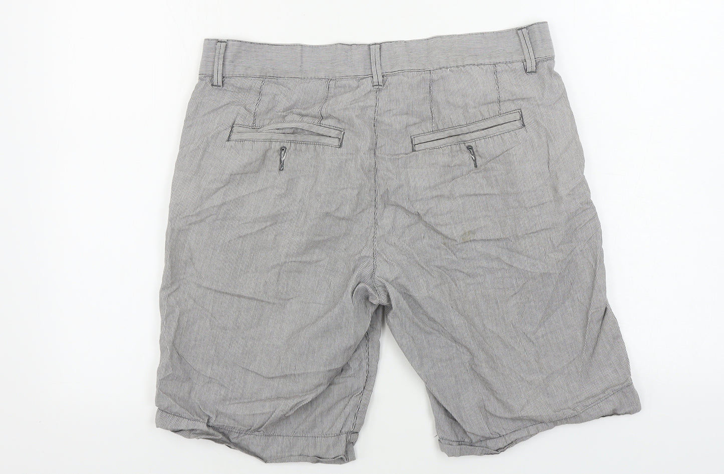 Topman  Mens Grey Striped  Chino Shorts Size 32 in