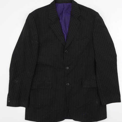 F&F  Mens Black Striped  Jacket Blazer Size 40