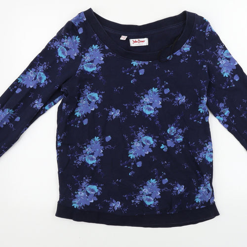 John Boner  Womens Blue Floral  Pullover Jumper Size S