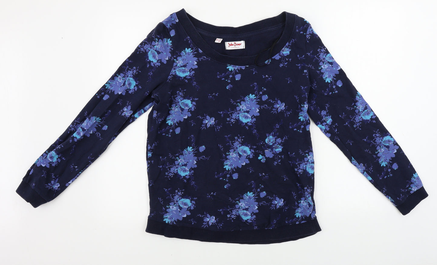 John Boner  Womens Blue Floral  Pullover Jumper Size S
