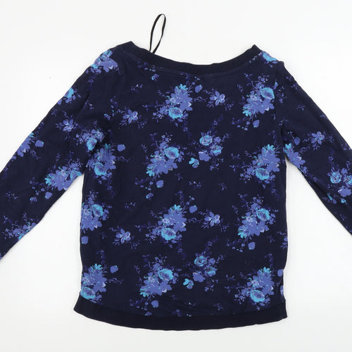 John Boner  Womens Blue Floral  Pullover Jumper Size S