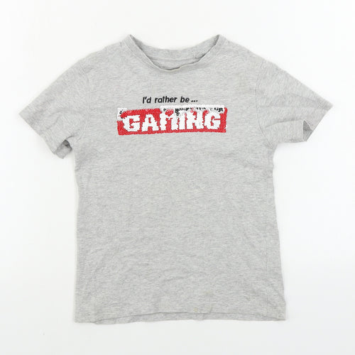 NEXT Boys Grey   Basic T-Shirt Size 6 Years  - sequin detail